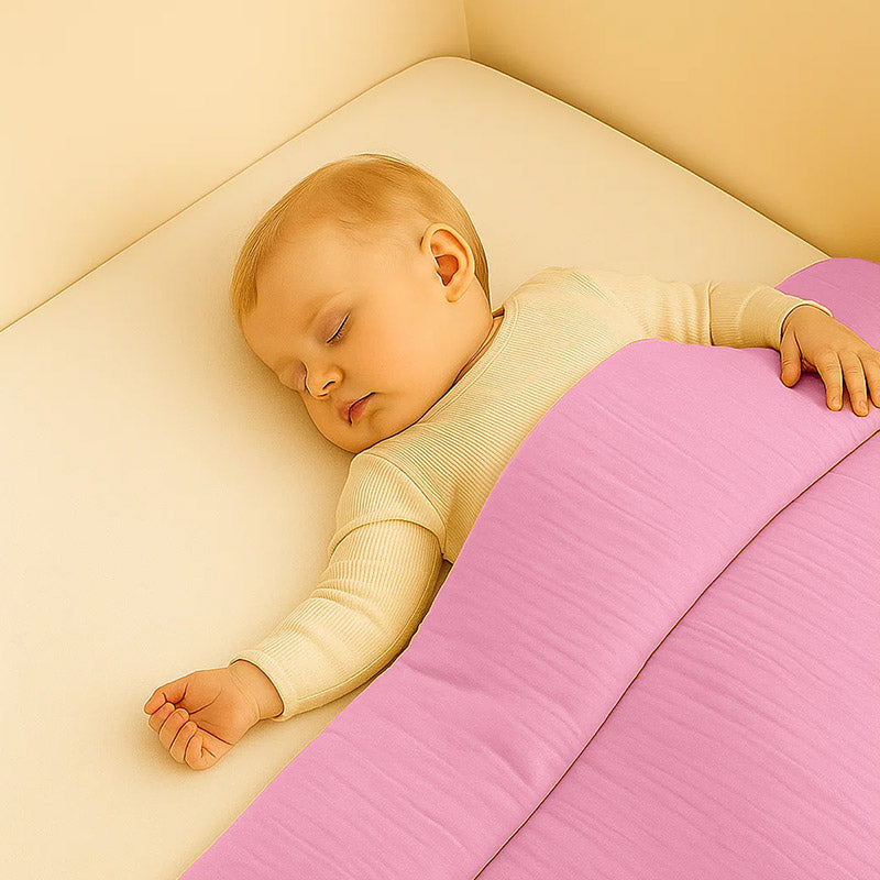 edredon rose en coton biologique papate 65 x 120