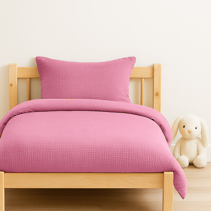 housse de couette en coton rose papate bébé 100x140