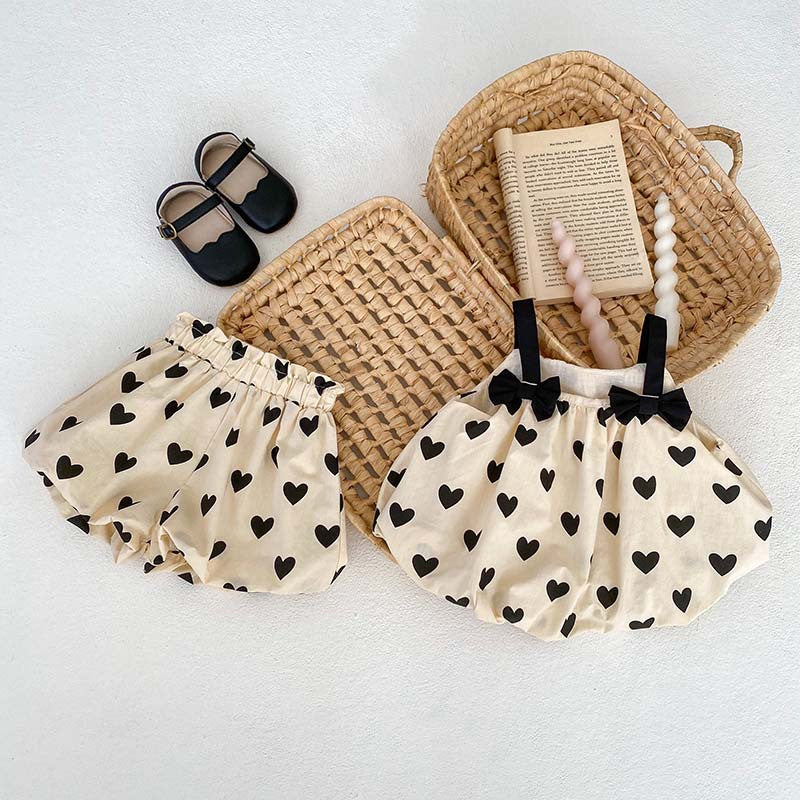 Coffret été fille : robe débardeur imprimée cœur et short