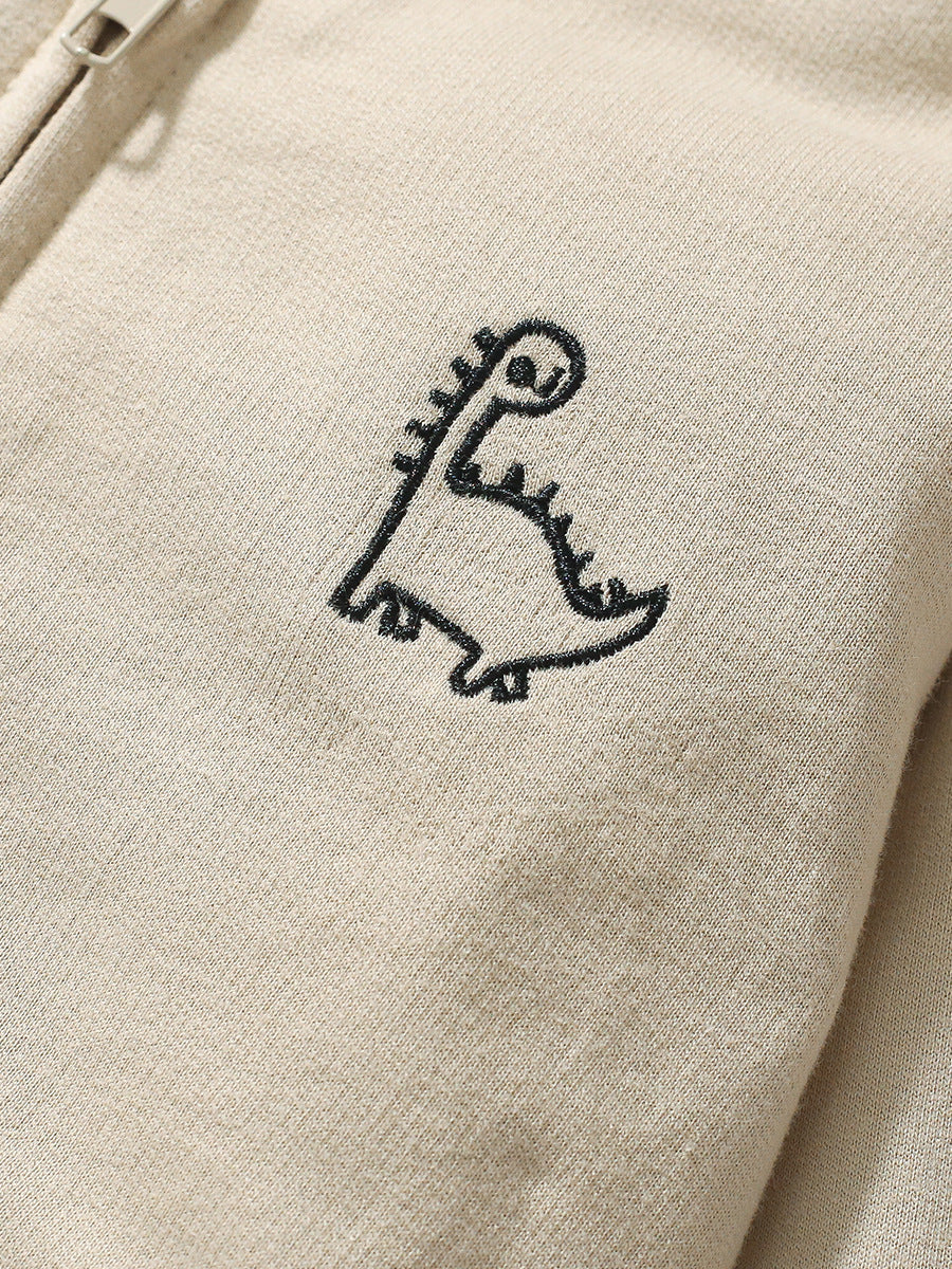 Ensemble garçon printemps et automne, motif dinosaure, manches longues, veste zippée et pantalon