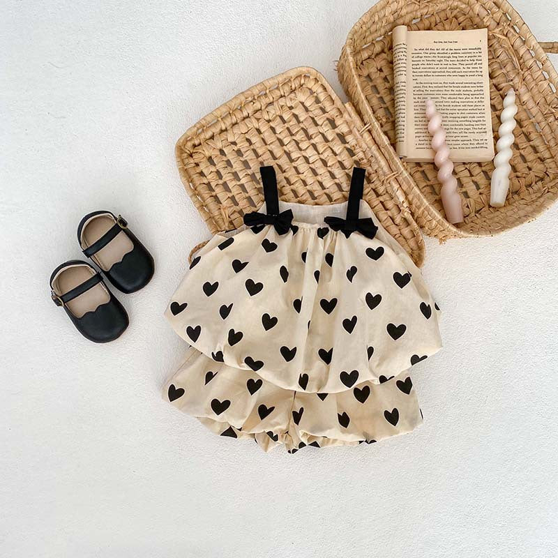 Coffret été fille : robe débardeur imprimée cœur et short