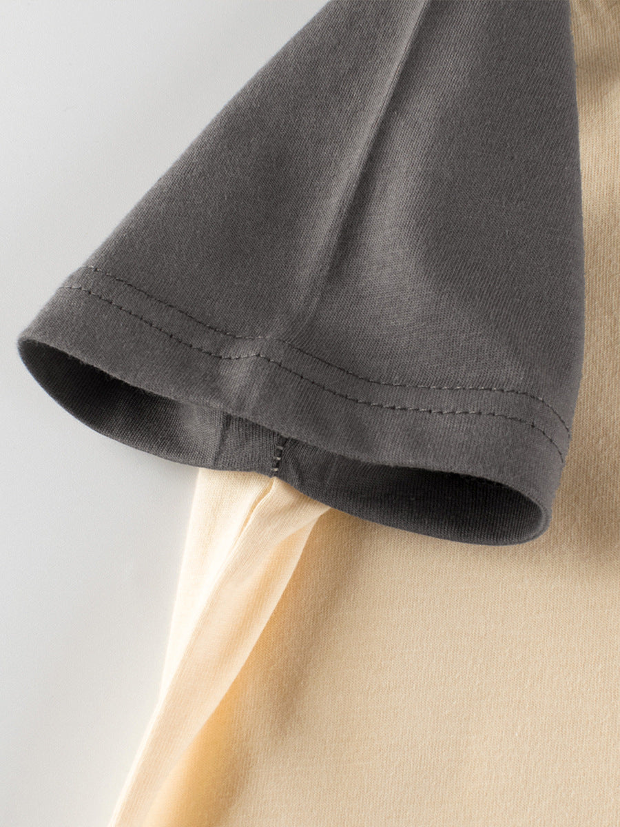 T-shirt patchwork fille été, imprimé lapin sourire